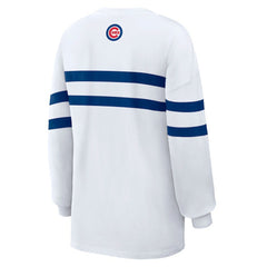 Chicago Cubs WEAR by Erin Andrews Women's Oversized Long Sleeve Striped T-Shirt - MLB T-shirts