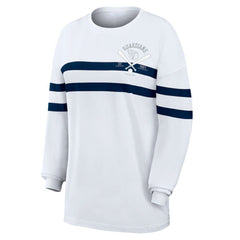 Cleveland Guardians WEAR by Erin Andrews Women's Oversized Long Sleeve Striped T-Shirt - MLB T-shirts