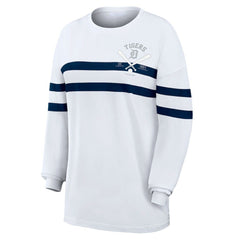 Detroit Tigers WEAR by Erin Andrews Women's Oversized Long Sleeve Striped T-Shirt - MLB T-shirts