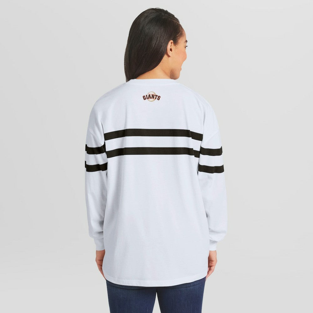 San Francisco Giants WEAR by Erin Andrews Women's Oversized Long Sleeve Striped T-Shirt - MLB T-shirts