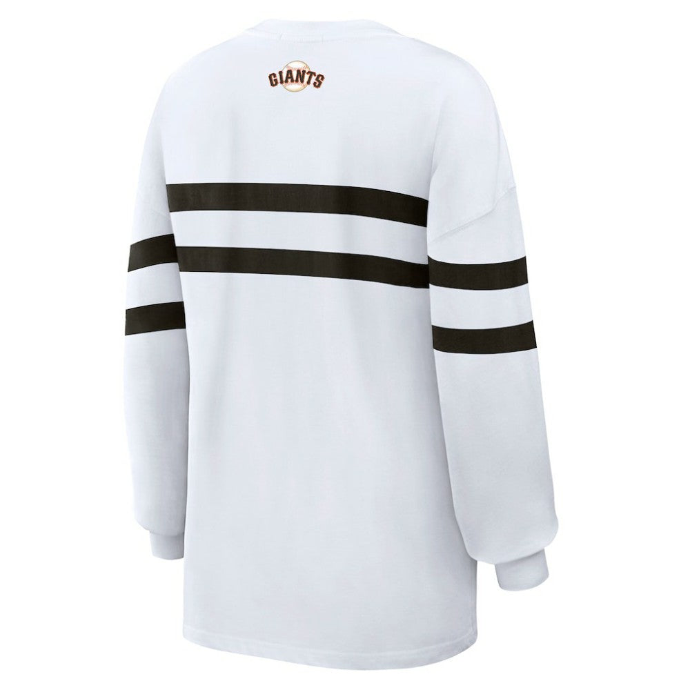 San Francisco Giants WEAR by Erin Andrews Women's Oversized Long Sleeve Striped T-Shirt - MLB T-shirts
