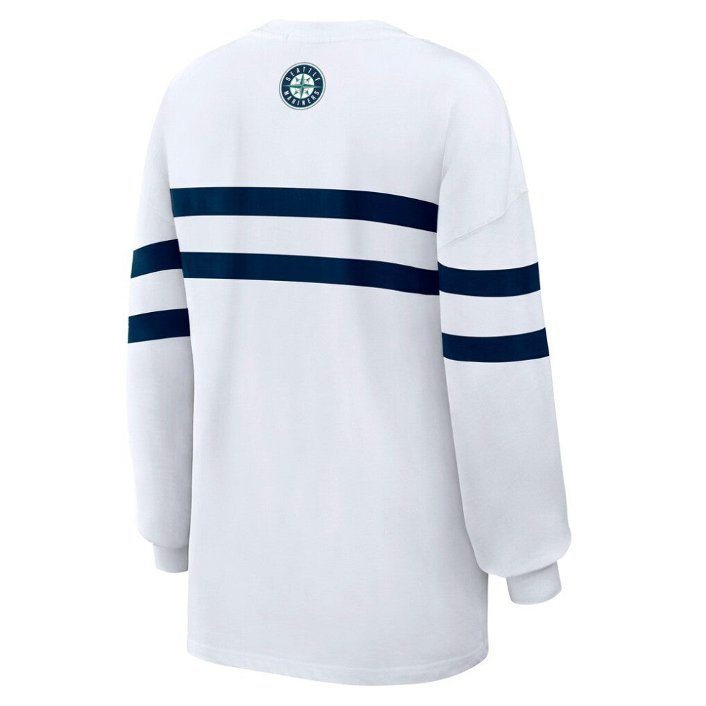 Seattle Mariners WEAR by Erin Andrews Women's Oversized Long Sleeve Striped T-Shirt - MLB T-shirts