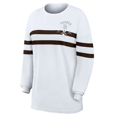 San Diego Padres WEAR by Erin Andrews Women's Oversized Long Sleeve Striped T-Shirt - MLB T-shirts