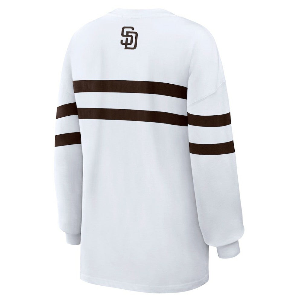 San Diego Padres WEAR by Erin Andrews Women's Oversized Long Sleeve Striped T-Shirt - MLB T-shirts