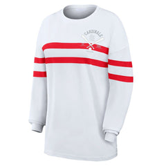 St. Louis Cardinals WEAR by Erin Andrews Women's Oversized Long Sleeve Striped T-Shirt - MLB T-shirts
