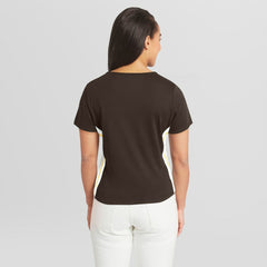 San Diego Padres WEAR by Erin Andrews Women's Notch Neck Cropped T-Shirt - MLB T-shirts
