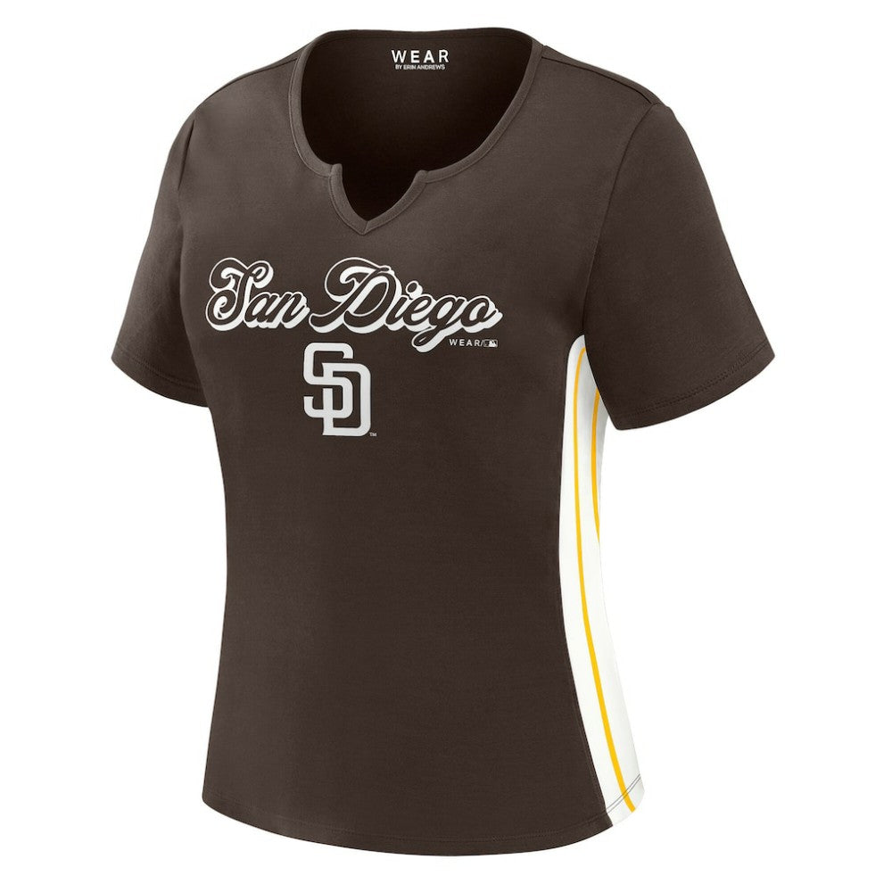 San Diego Padres WEAR by Erin Andrews Women's Notch Neck Cropped T-Shirt - MLB T-shirts