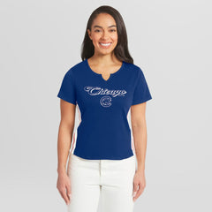 Chicago Cubs WEAR by Erin Andrews Women's Notch Neck Cropped T-Shirt - MLB T-shirts