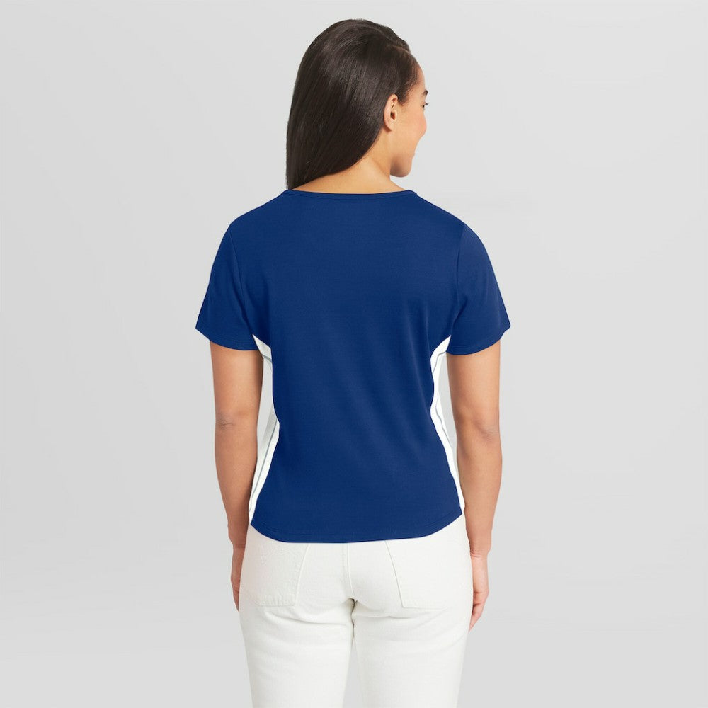 Los Angeles Dodgers WEAR by Erin Andrews Women's Notch Neck Cropped T-Shirt - MLB T-shirts