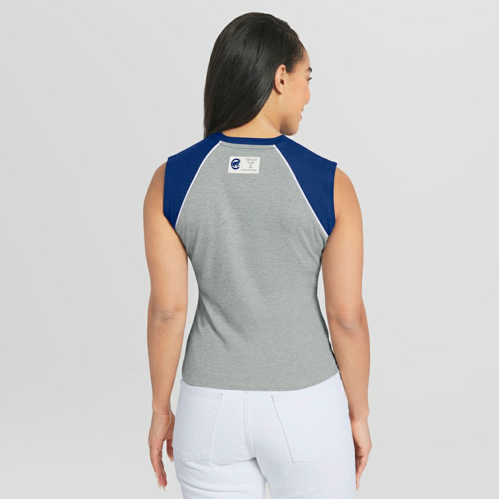 Chicago Cubs WEAR by Erin Andrews Women's Cropped Raglan Tank Top - MLB Tanks