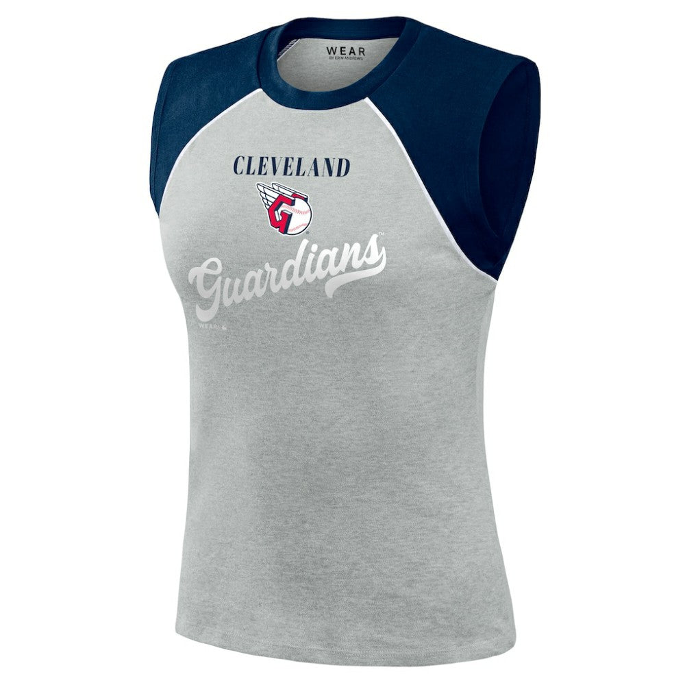 Cleveland Guardians WEAR by Erin Andrews Women's Cropped Raglan Tank Top - MLB Tanks