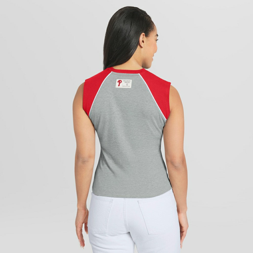 Philadelphia Phillies WEAR by Erin Andrews Women's Cropped Raglan Tank Top - MLB Tanks