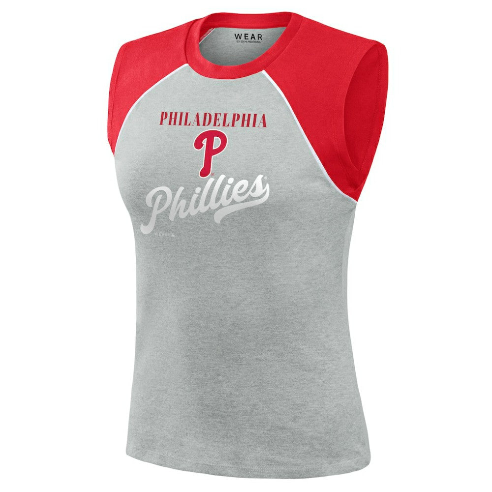 Philadelphia Phillies WEAR by Erin Andrews Women's Cropped Raglan Tank Top - MLB Tanks