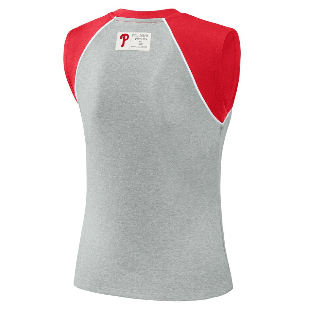 Philadelphia Phillies WEAR by Erin Andrews Women's Cropped Raglan Tank Top - MLB Tanks