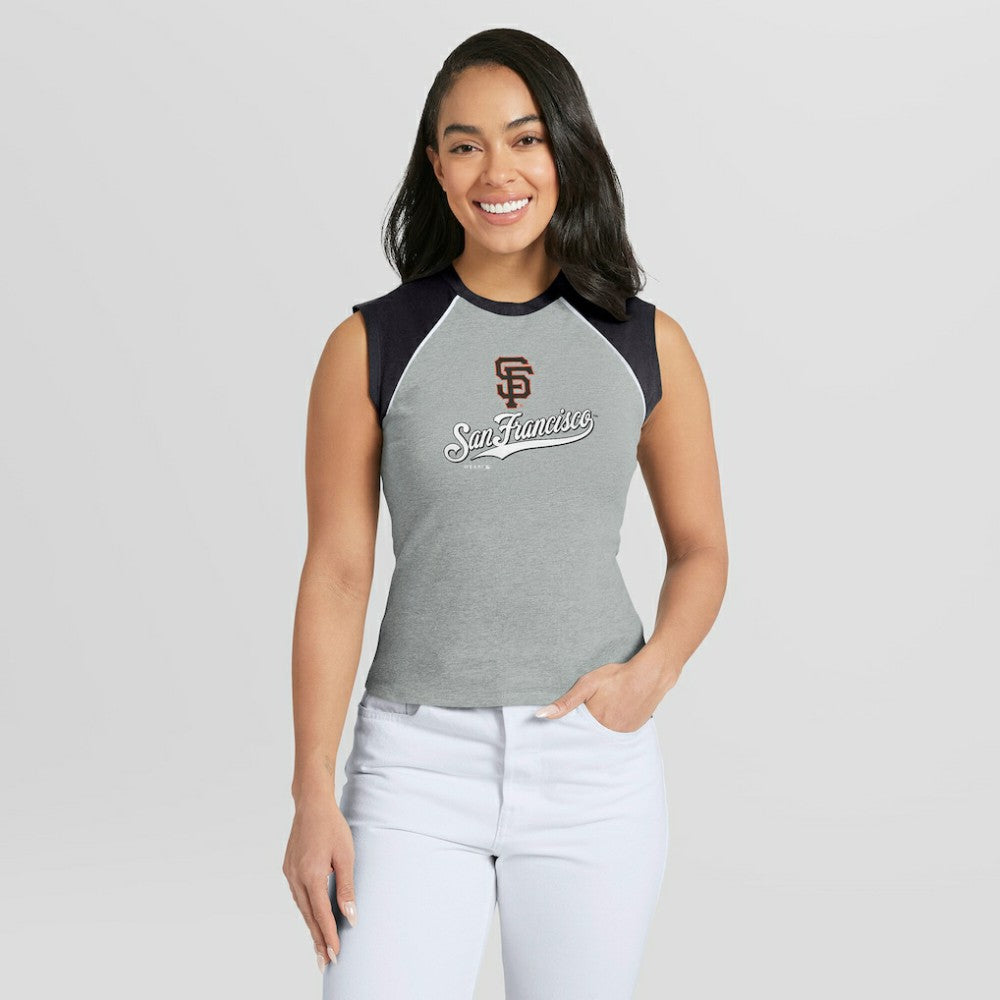 San Francisco Giants WEAR by Erin Andrews Women's Cropped Raglan Tank Top - MLB Tanks