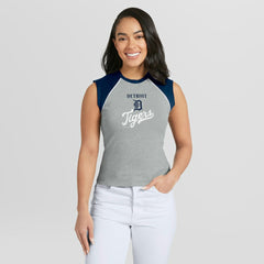Detroit Tigers WEAR by Erin Andrews Women's Cropped Raglan Tank Top - MLB Tanks