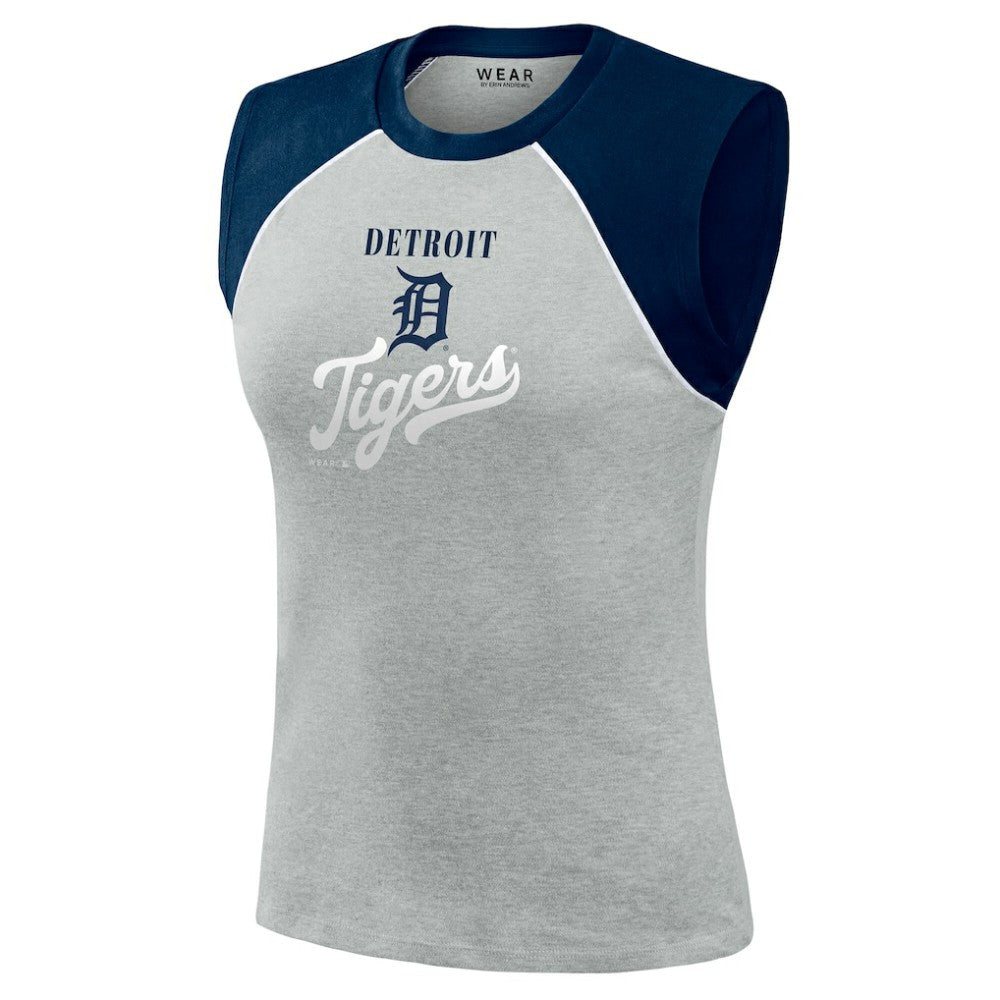 Detroit Tigers WEAR by Erin Andrews Women's Cropped Raglan Tank Top - MLB Tanks