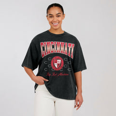Cincinnati Reds WEAR by Erin Andrews Women's Oversized Boyfriend T-Shirt - MLB T-shirts