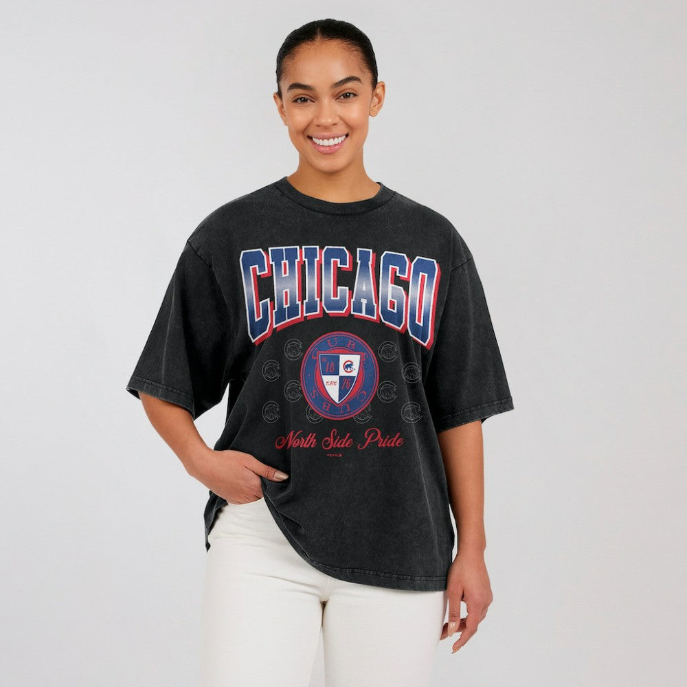 Chicago Cubs WEAR by Erin Andrews Women's Oversized Boyfriend T-Shirt - MLB T-shirts