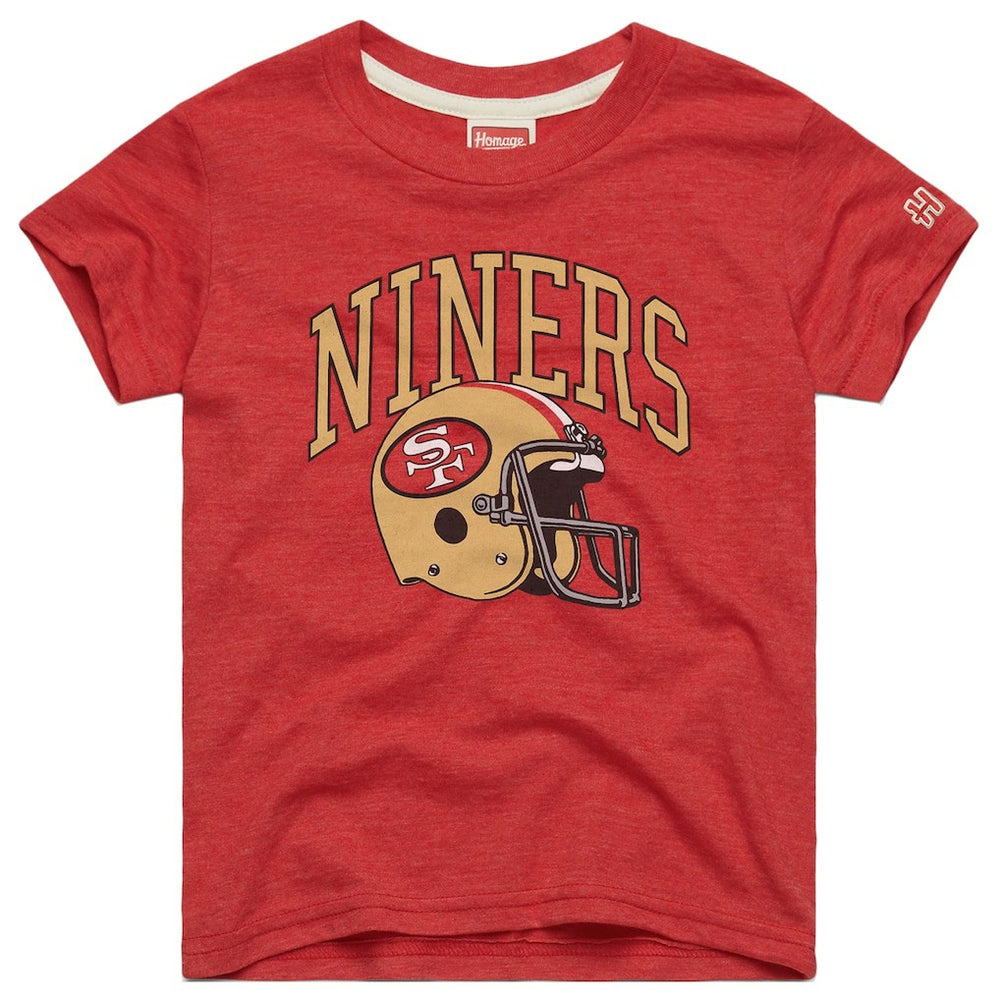 San Francisco 49ers Homage Youth Helmet Retro Tri-Blend T-Shirt | NFL Discount