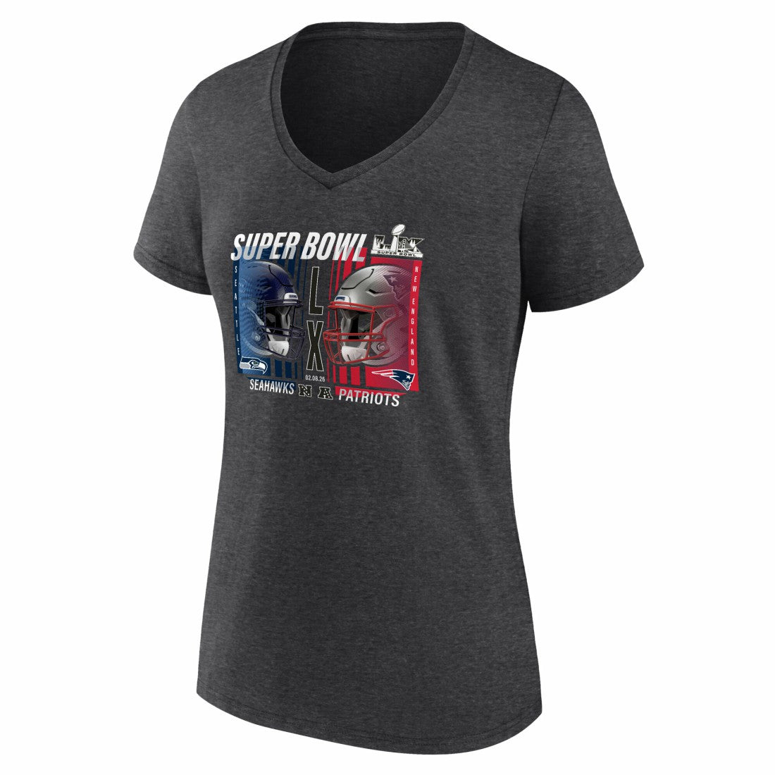 New England Patriots vs. Seattle Seahawks Women's Super Bowl LX Matchup Plus Size Final Battle V-Neck T-Shirt | NFL New