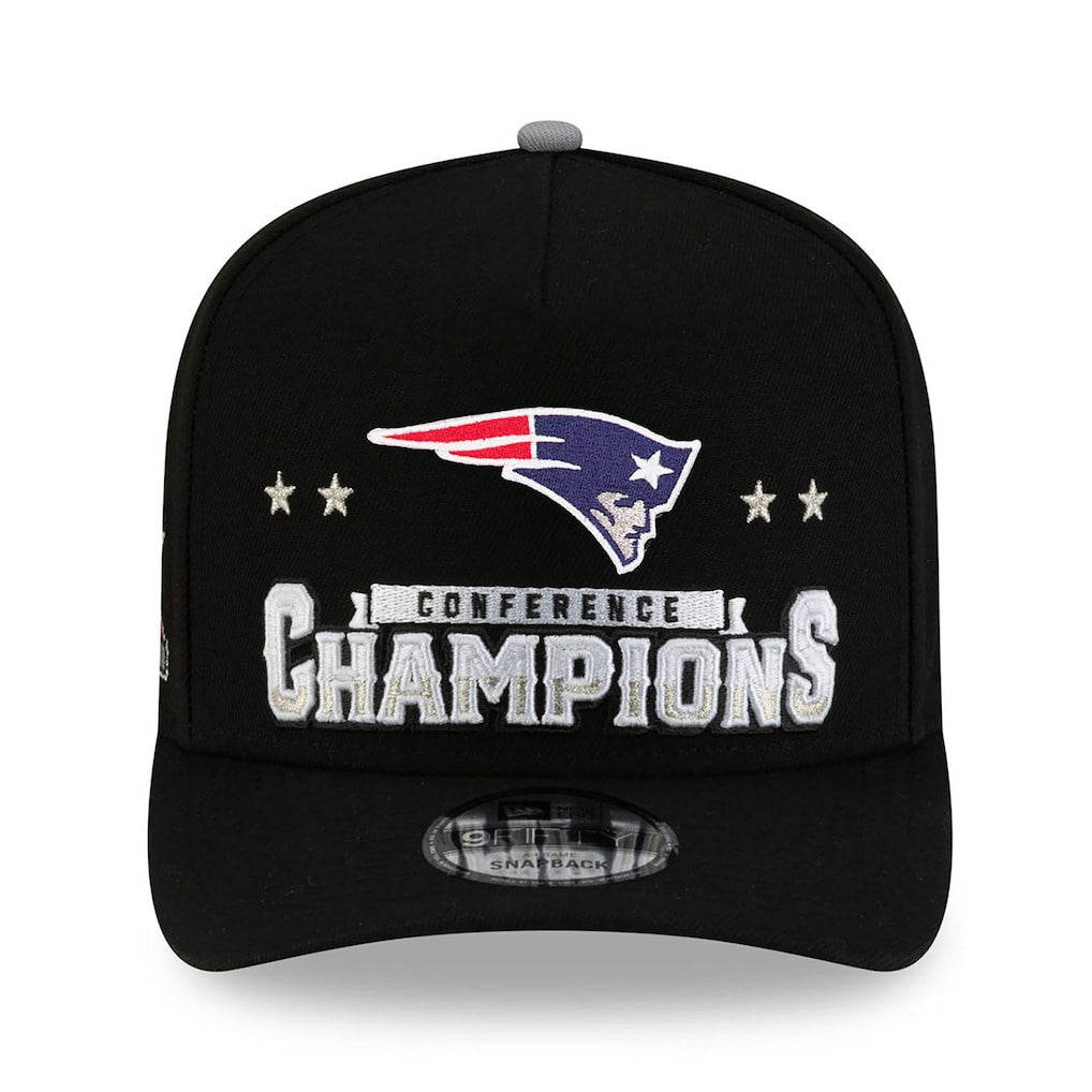 New England Patriots 2025 AFC Champions Locker Room Trophy Collection A-Frame 9FIFTY Snapback Hat | NFL Near me