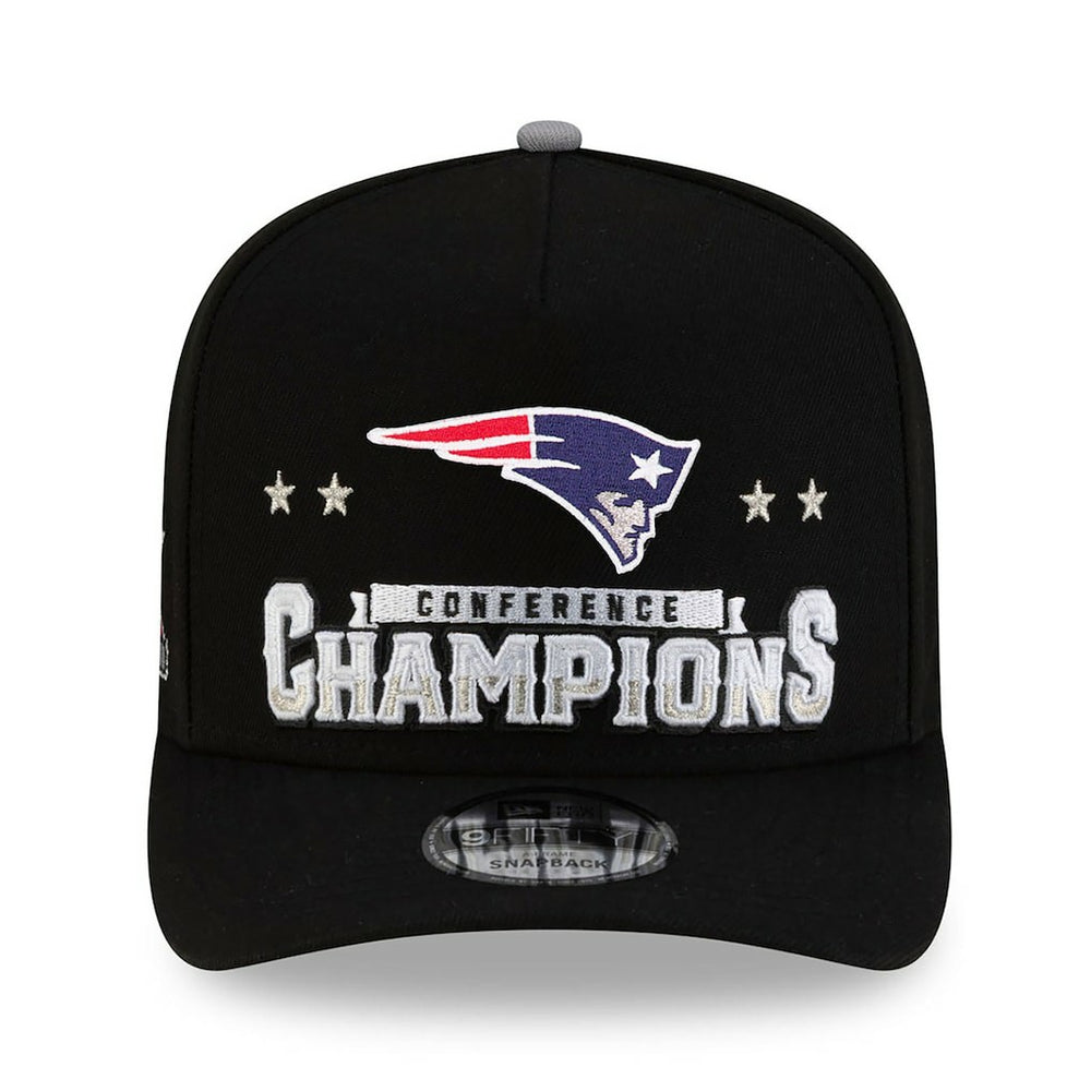 New England Patriots 2025 AFC Champions Locker Room Trophy Collection A-Frame 9FIFTY Snapback Hat | NFL Near me