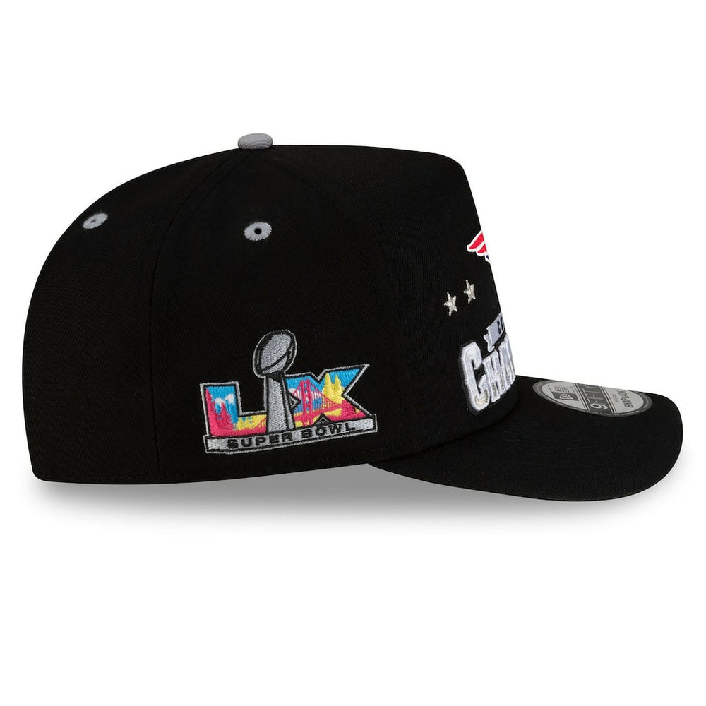 New England Patriots 2025 AFC Champions Locker Room Trophy Collection A-Frame 9FIFTY Snapback Hat | NFL Near me