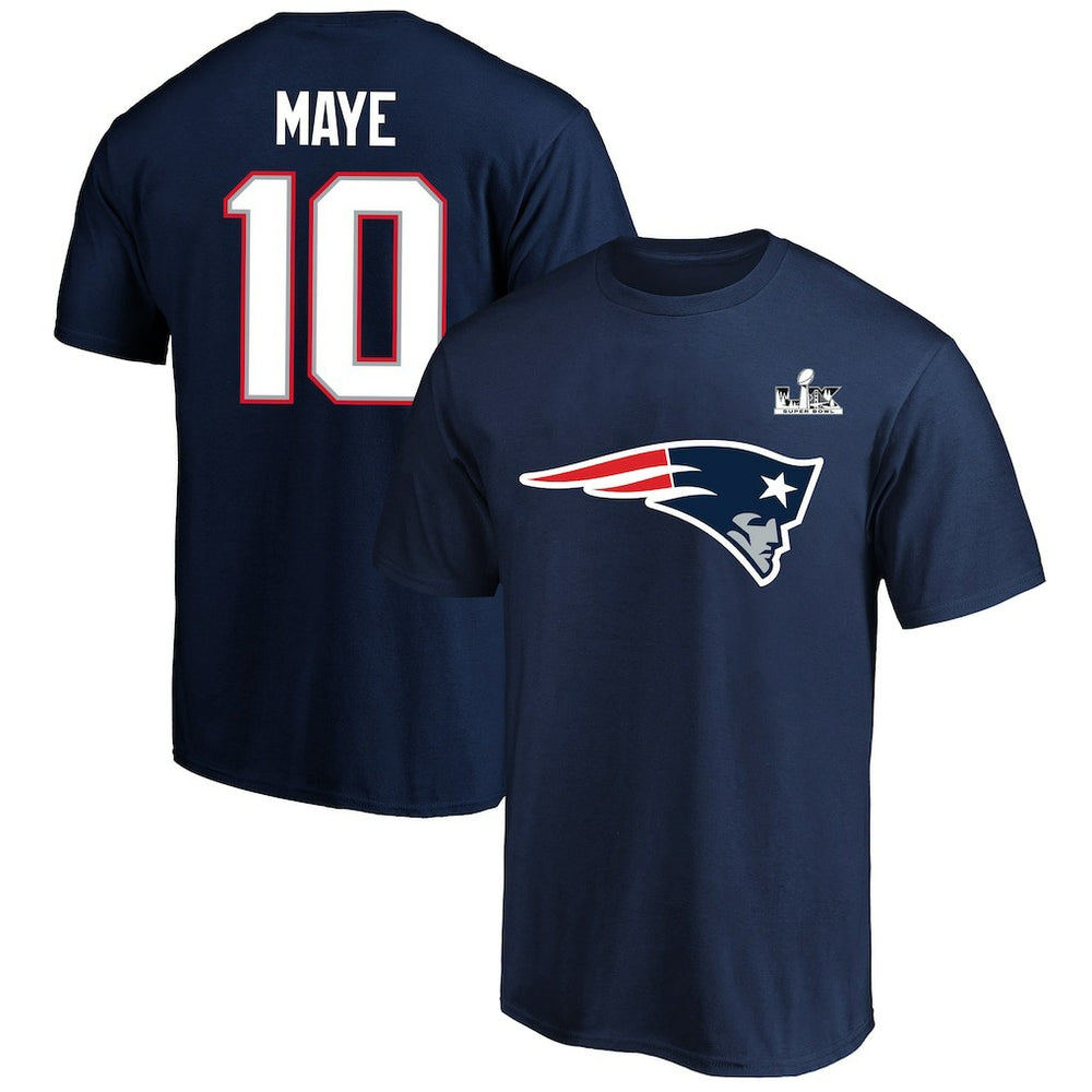 New England Patriots Drake Maye  Super Bowl LX Patch Big & Tall Name & Number T-Shirt | NFL On sale