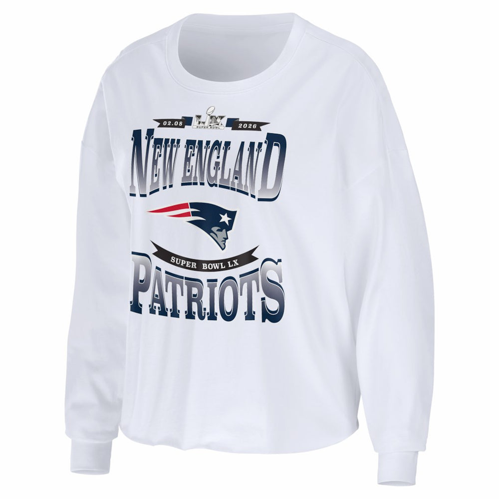 New England Patriots WEAR by Erin Andrews Women's Super Bowl LX Cropped Long Sleeve T-Shirt | NFL Online