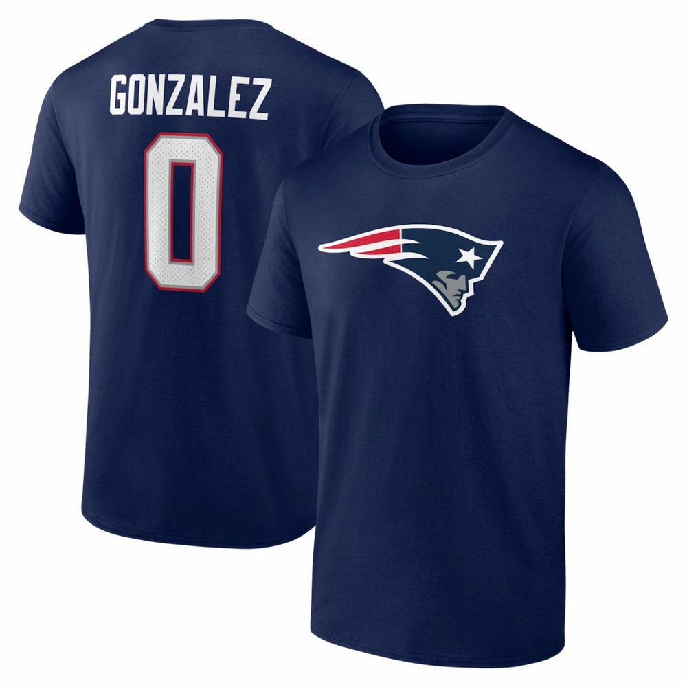 New England Patriots Christian Gonzalez  Icon Name & Number T-Shirt | NFL Discount
