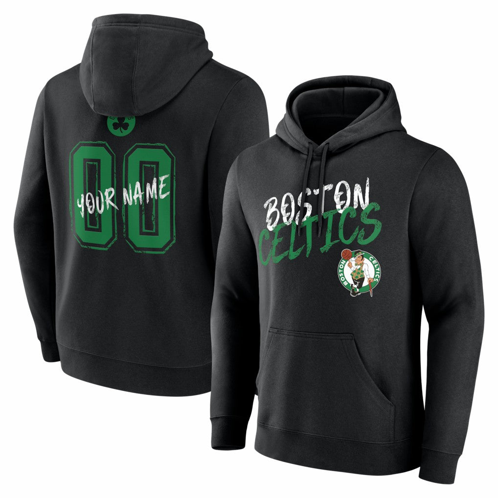 Black Boston Celtics Big & Tall Hustle Personalized Name & Number Hoodie | NBA