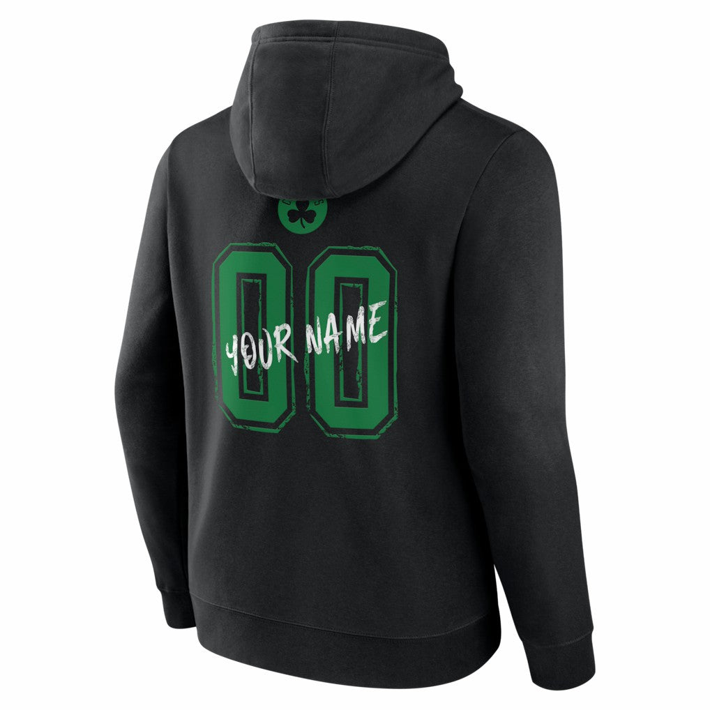 Black Boston Celtics Big & Tall Hustle Personalized Name & Number Hoodie | NBA