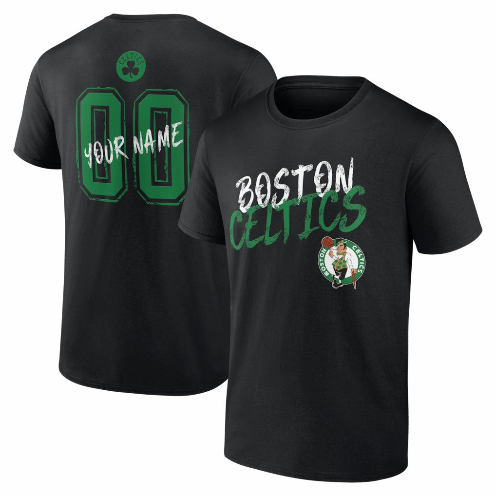 Black Boston Celtics Big & Tall Hustle Personalized Name & Number T-Shirt | NBA
