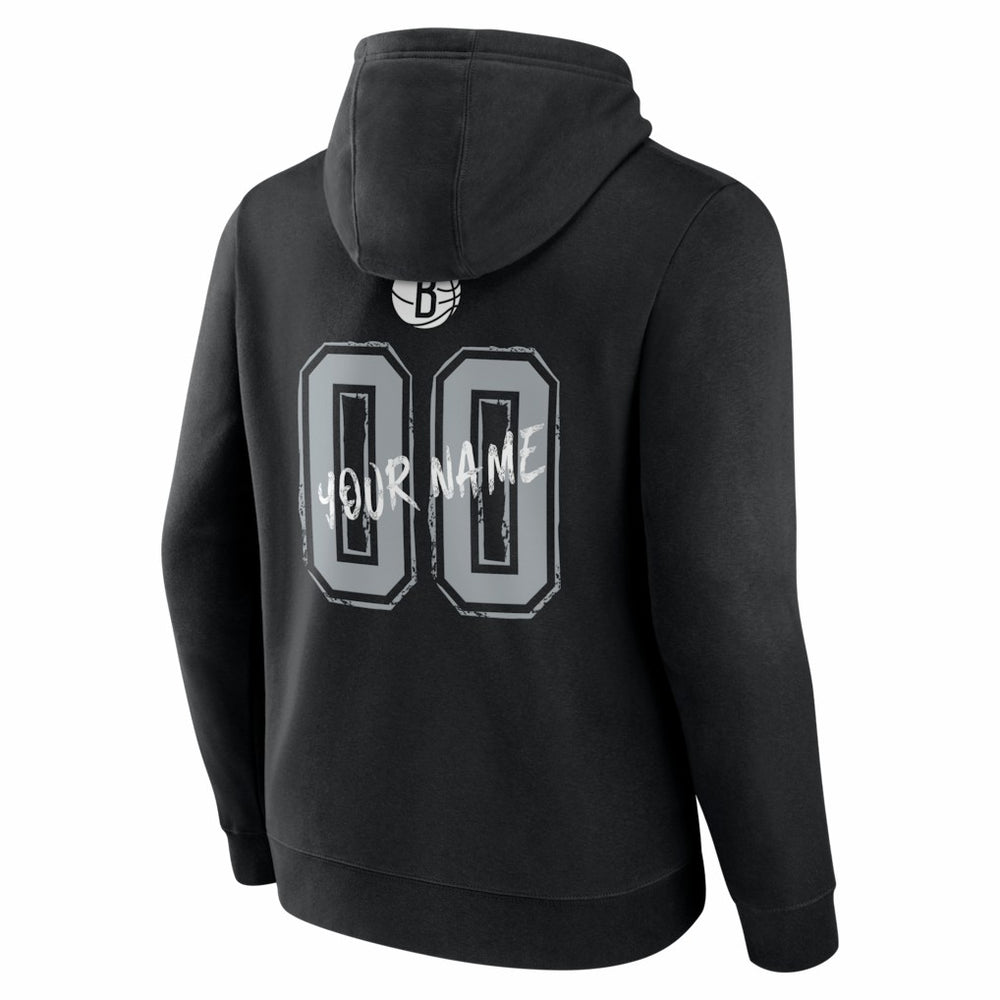 Black Brooklyn Nets Big & Tall Hustle Personalized Name & Number Hoodie | NBA