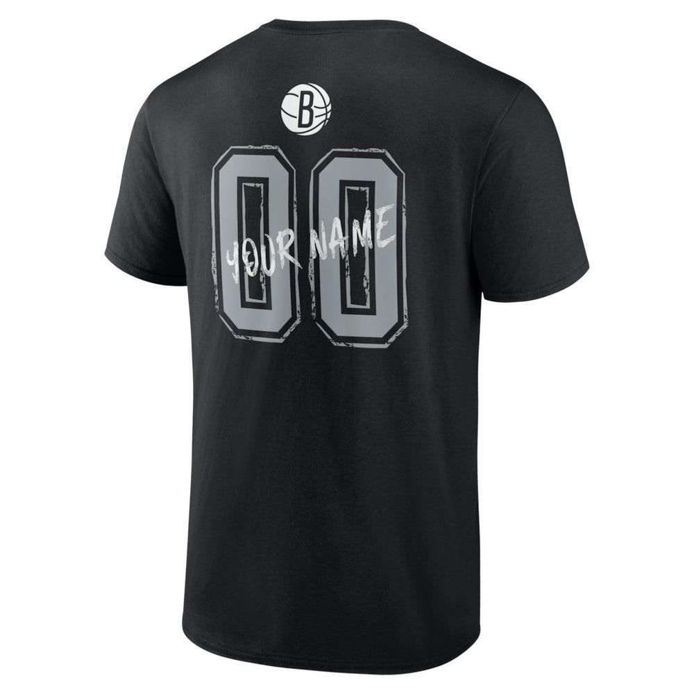 Black Brooklyn Nets Big & Tall Hustle Personalized Name & Number T-Shirt | NBA