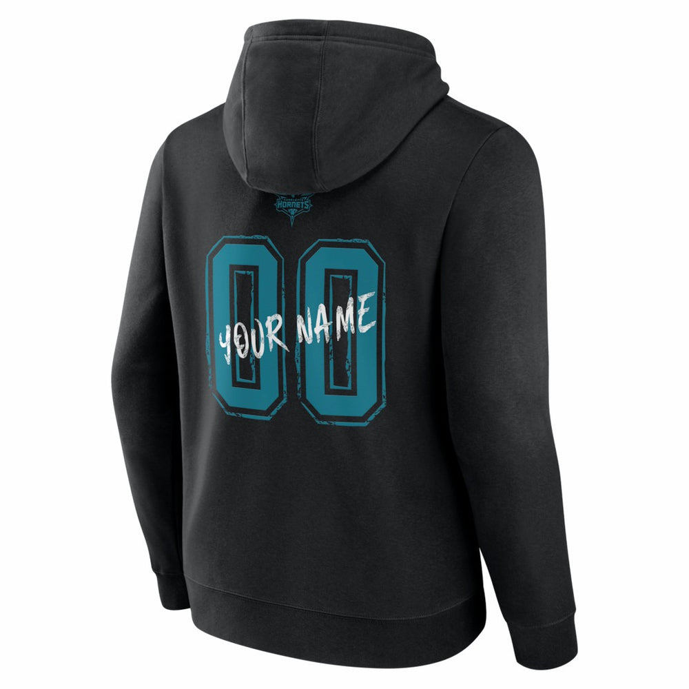 Black Charlotte Hornets Big & Tall Hustle Personalized Name & Number Hoodie | NBA