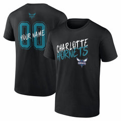 Black Charlotte Hornets Big & Tall Hustle Personalized Name & Number T-Shirt | NBA