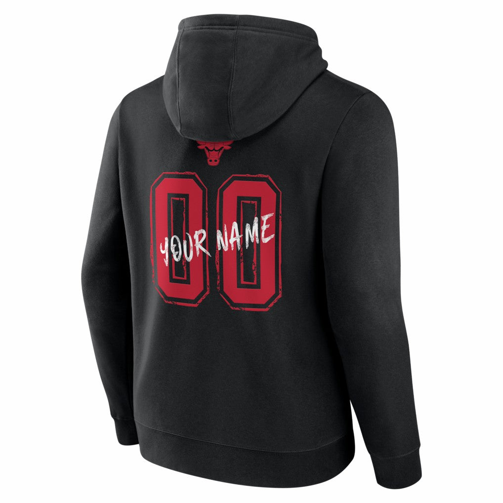 Black Chicago Bulls Big & Tall Hustle Personalized Name & Number Hoodie | NBA