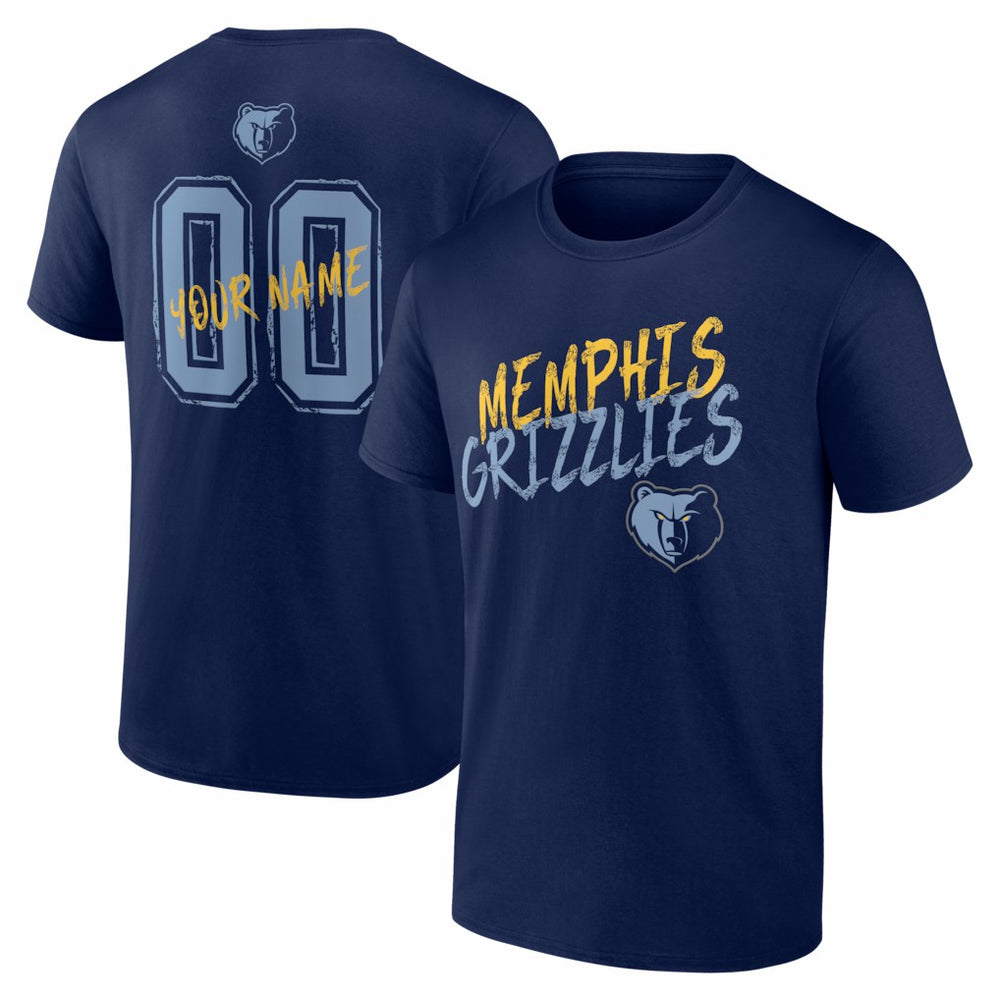 Navy Memphis Grizzlies Big & Tall Hustle Personalized Name & Number T-Shirt | NBA