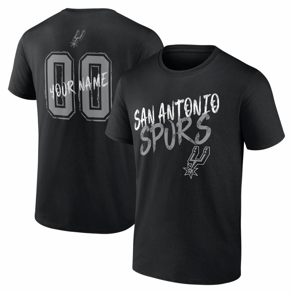 Black San Antonio Spurs Big & Tall Hustle Personalized Name & Number T-Shirt | NBA