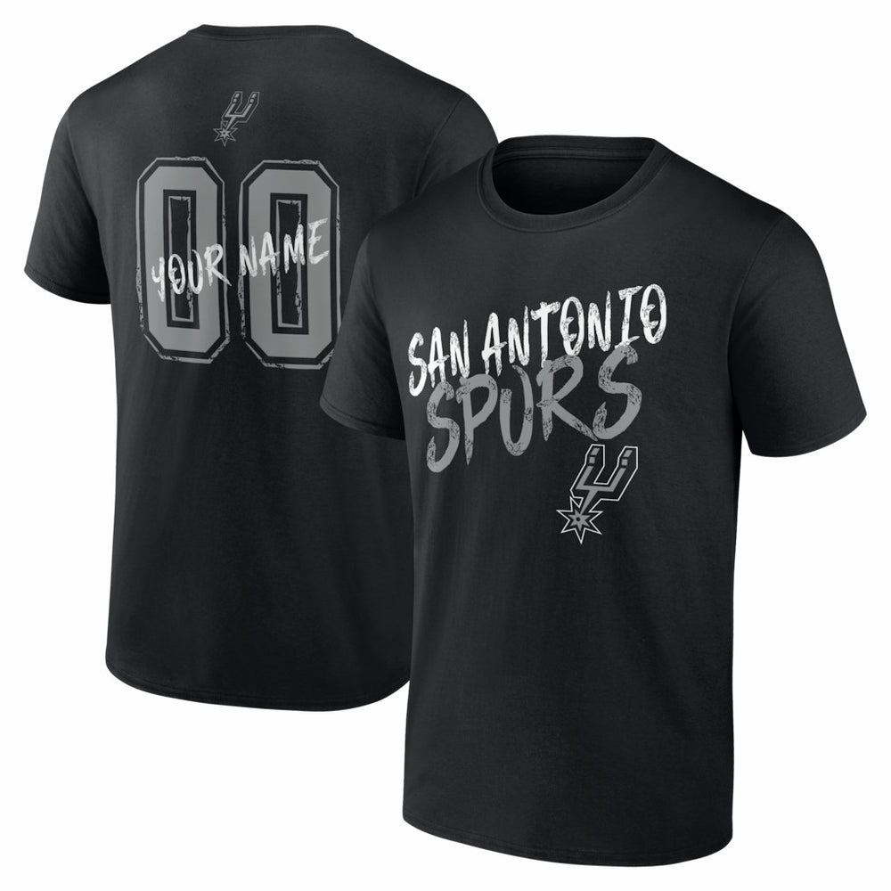 Black San Antonio Spurs Big & Tall Hustle Personalized Name & Number T-Shirt | NBA