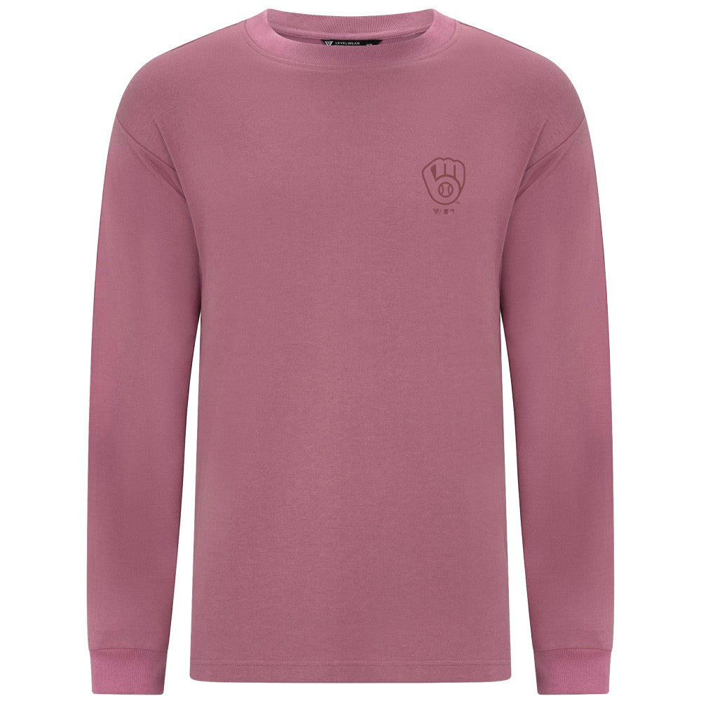 Milwaukee Brewers Levelwear Bridal Rose Luxe Signature Long Sleeve T-Shirt - MLB T-shirts