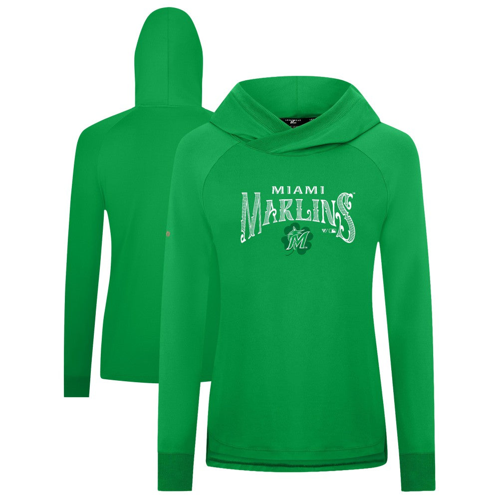 Miami Marlins Levelwear Women's St. Patrick's Day Slender Raglan Hoodie - MLB Hoodies