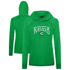 Cincinnati Reds Levelwear Women's St. Patrick's Day Slender Raglan Hoodie - MLB Hoodies