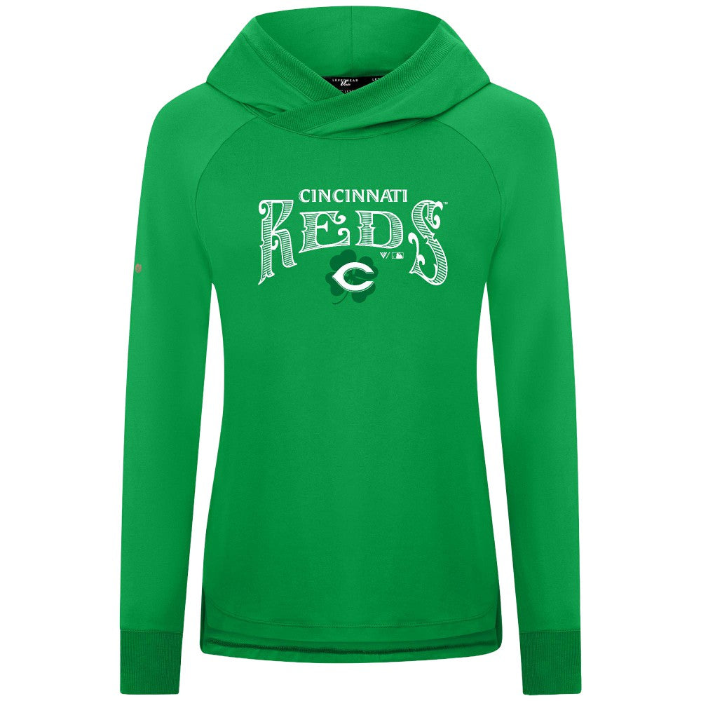 Cincinnati Reds Levelwear Women's St. Patrick's Day Slender Raglan Hoodie - MLB Hoodies