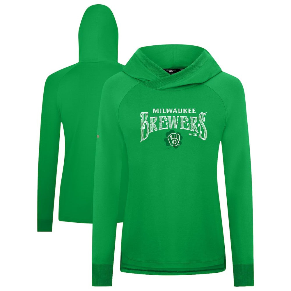 Milwaukee Brewers Levelwear Women's St. Patrick's Day Slender Raglan Hoodie - MLB Hoodies