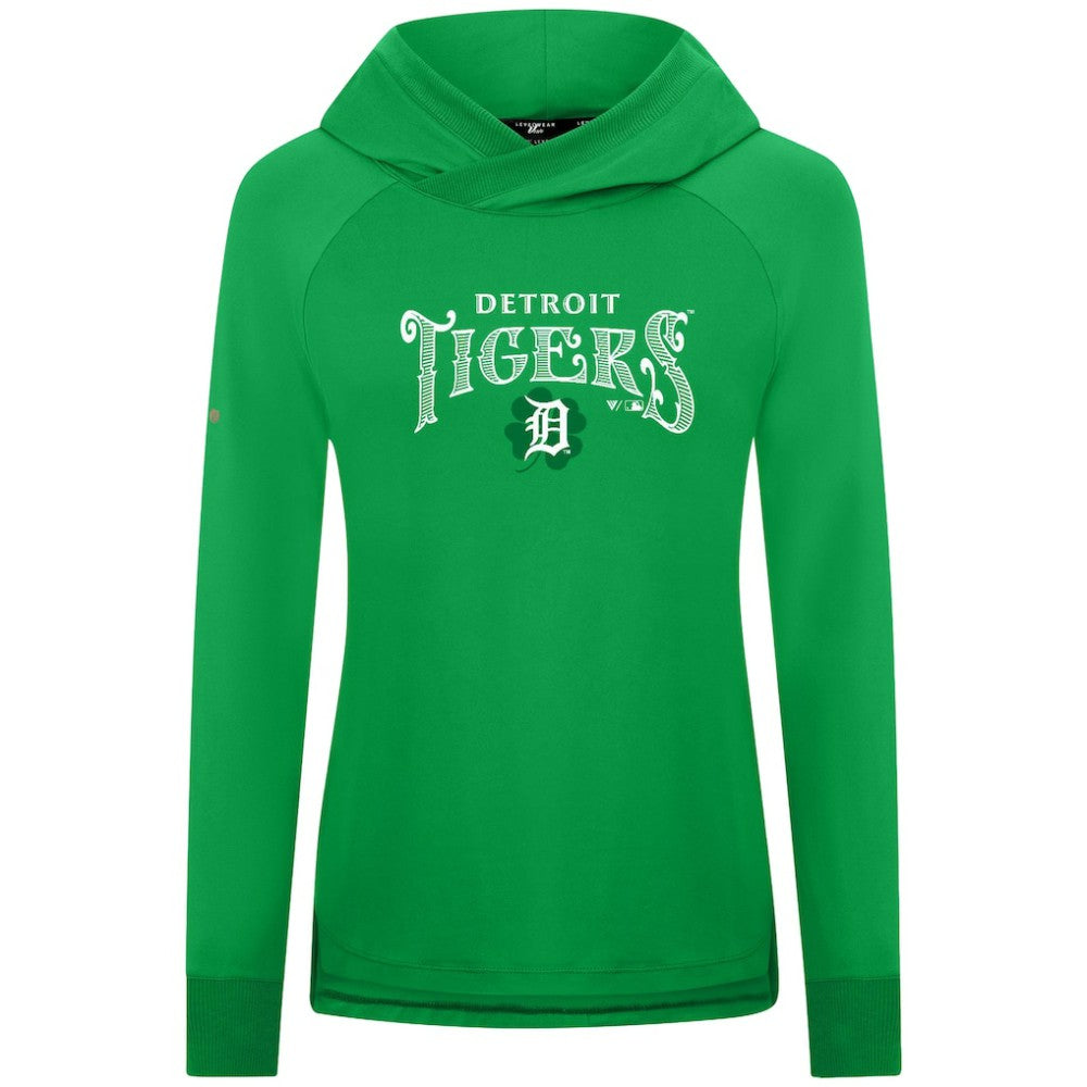 Detroit Tigers Levelwear Women's St. Patrick's Day Slender Raglan Hoodie - MLB Hoodies