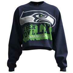 Seattle Seahawks Spirit Jersey Women's Super Bowl LX s Cropped Long Sleeve T-Shirt | NFL New