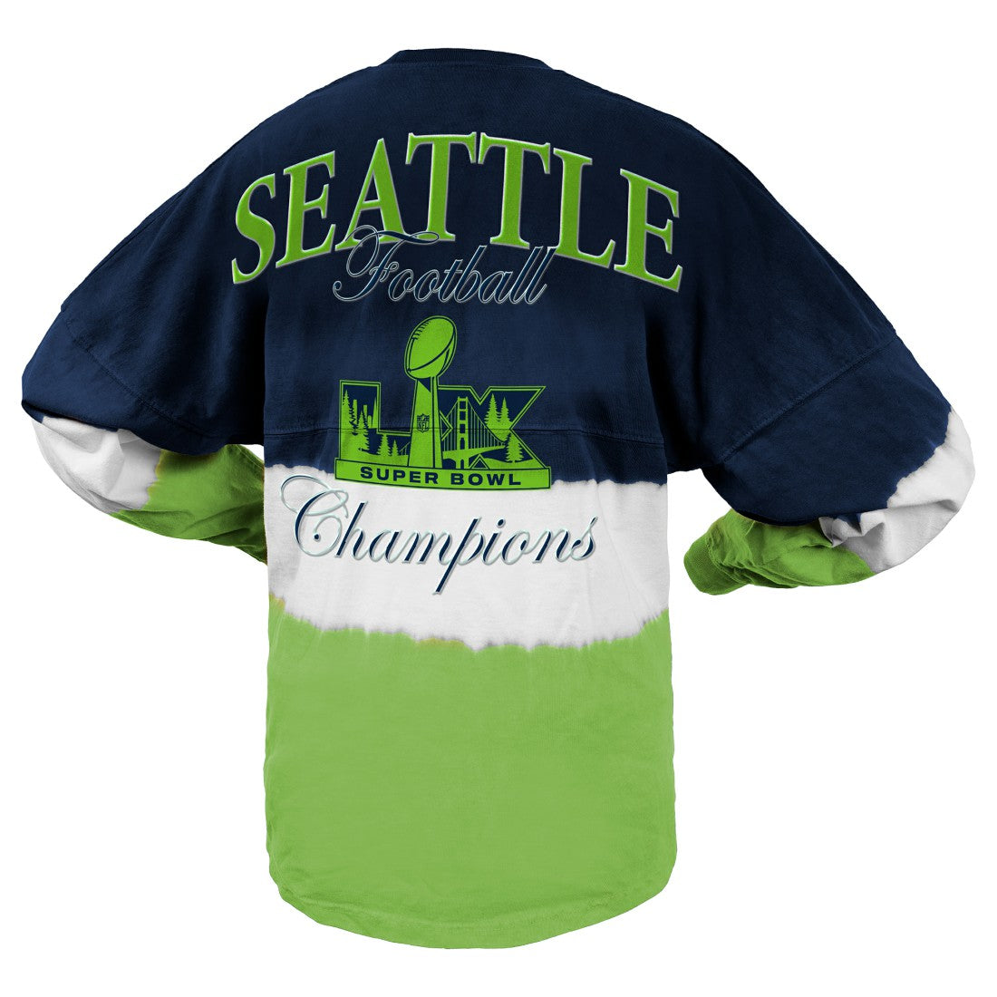 Seattle Seahawks Spirit Jersey Women's Super Bowl LX s Horizontal Ombre Long Sleeve T-Shirt | NFL Online